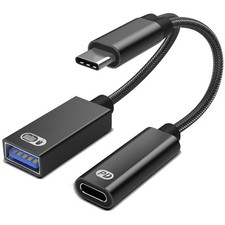 USB C to USB OTG Adapter, 2 in 1 USB C Splitter with PD-in 60W Charging Port ...