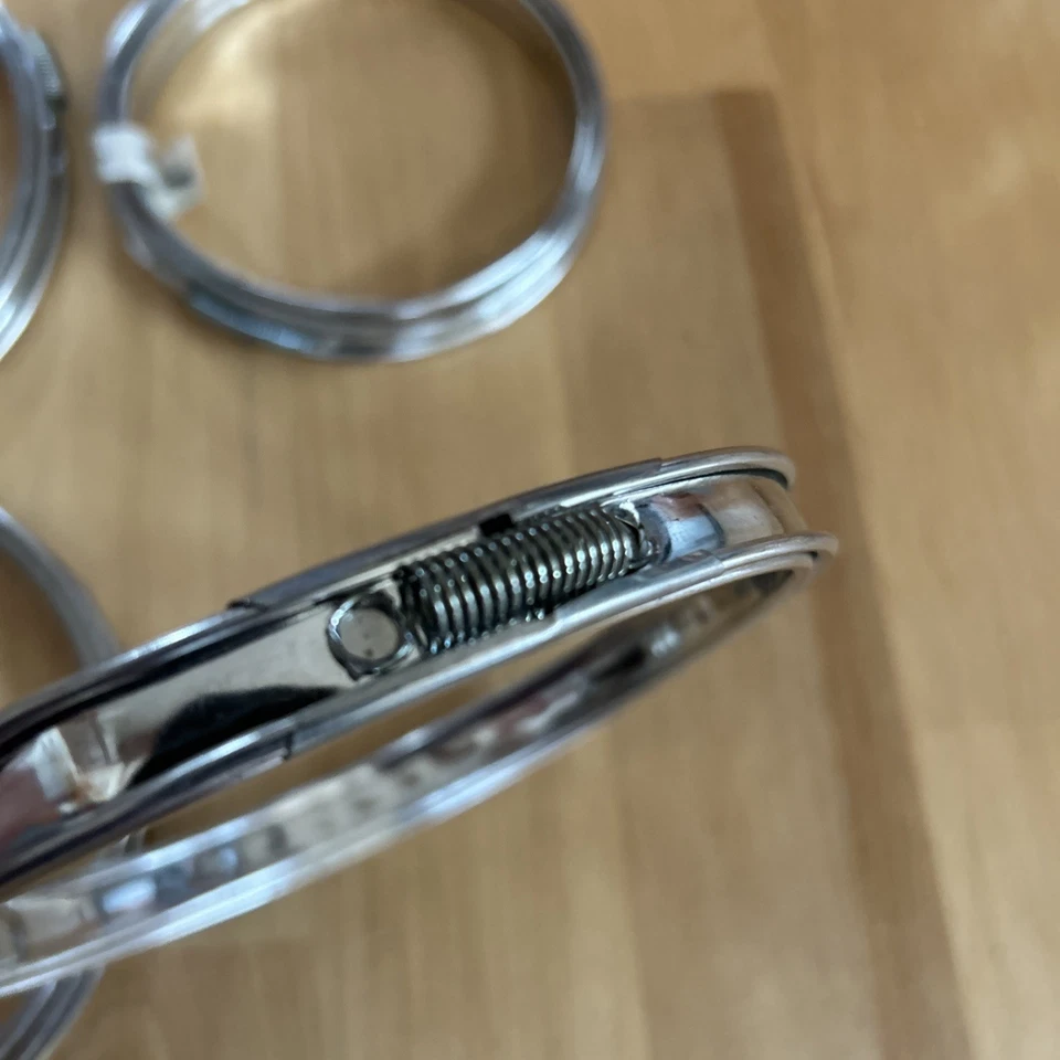 6 Vintage 5" + 4” metal embroidery spring rings ~ hoops,  Made in USA cork clean - Image 2 of 4