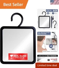 Fogless Real Glass Shower Mirror with Adjustable Hook for Effortless Shaving