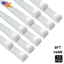 12 Pack 8' 144W 18000Lm LED Tube Light Bulbs 6500K Garage Ceiling Tube Fixture