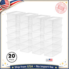 Inspired Essentials 5 Qt Plastic Storage Bins with Lids 20 Pack Stackable