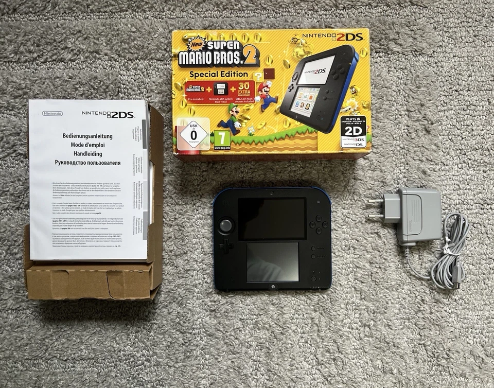 Nintendo 2DS New Super Mario Bros. 2 Special Edition Schwarz/Blau OVP  - Bild 1 von 4