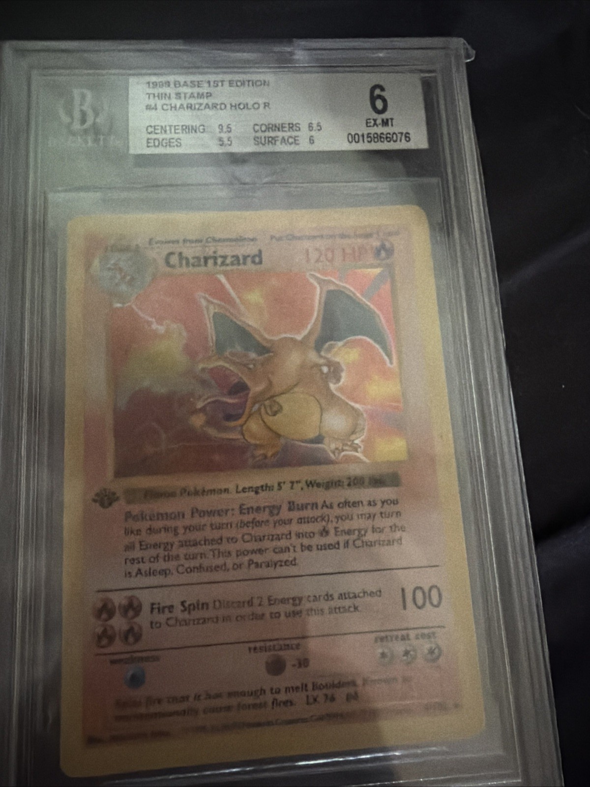 1999 Pokemon TCG Charizard Holo Rare 1st Edition Shadowless Base Set 4/102 BGS 6
