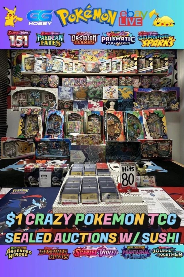 $1 POKEMON AUCTIONS 🔥PENNY DROPS W/ SUSHI 🍣