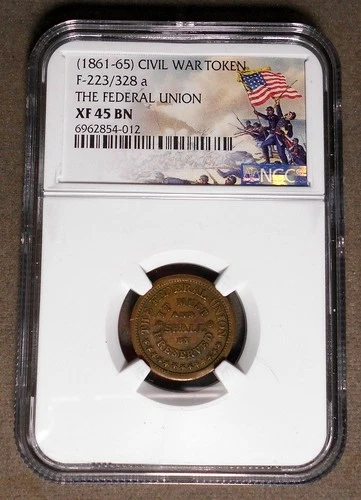 Civil War Patriotic 223/328, The Federal Union, R-2, copper, NGC XF45 Brown