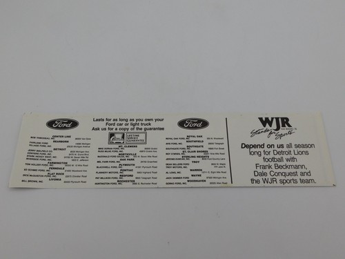 Vintage 1986 WJR 760 Radio Detroit Lions NFL Ford Motor Company Autoaufkleber - Bild 5 von 9