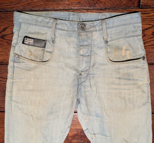 G Star Raw Men's Blade Slim Straight Light Distressed Dirty Wash Size 32x33 - Picture 6 of 20