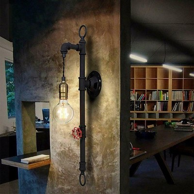 Rustic Industrial Metal Steampunk Pipe Loft Wall Light Cafe Bar Sconce Fixture