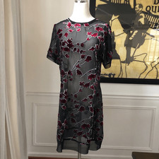 NWT Superfoxx Sheer Velvet Burnout Mesh Dress S