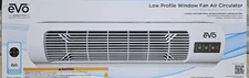 EVO Low Profile Oscillating Window Fan Air Circulator 4-Speed Airflow, White