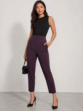 Express Women’s High Rise Ankle Dress Pants 2R Plum Purple Straight Leg NEW