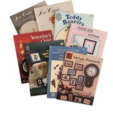 Assorted Vintage Cross Stitch Pattern Books Set of 8 Cottagecore Needlework