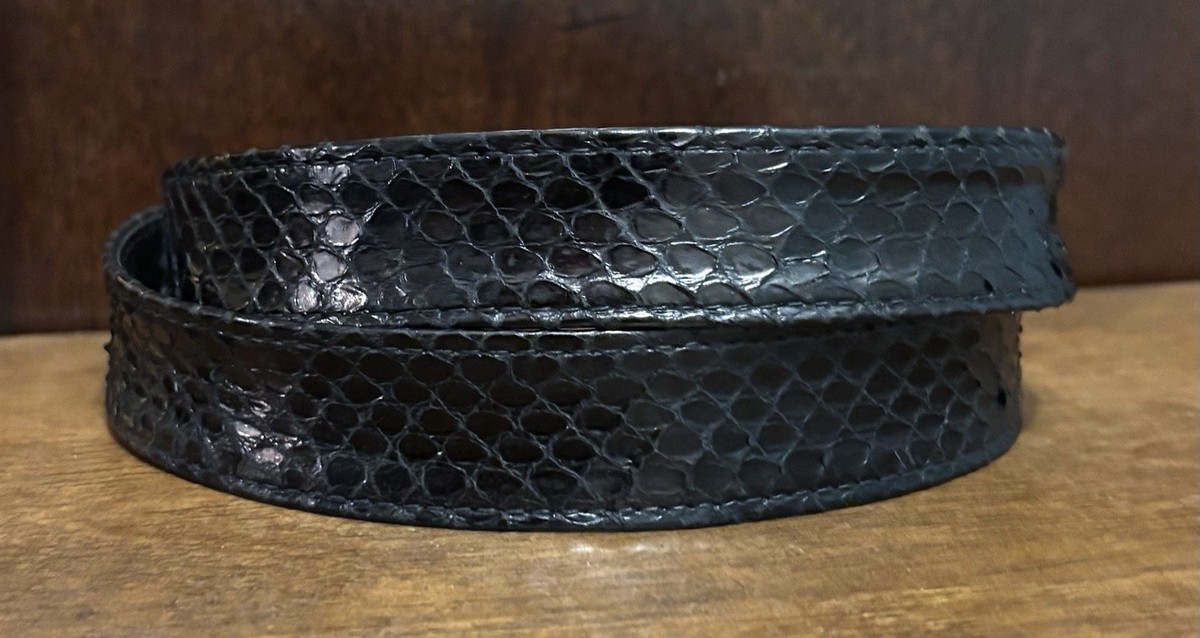 Vintage Morris Moskowitz black reptile leather scale buckle belt VTG Morris Moskowitz Black Genuine Snakeskin Belt Sz S/27-28  main image 3
