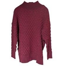 Knox Rose Women's Textured Knit Mock Neck Sweater XXL Burgundy Red EUC