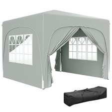 Outsunny 3 x 3(m) UPF50+ Pop Up Gazebo with Sides and Carry Bag, Light Grey