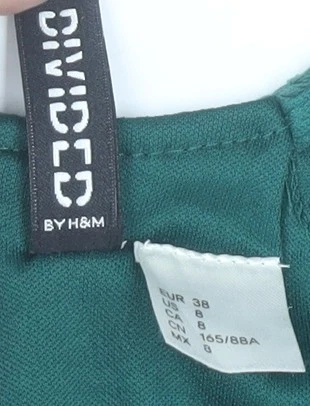 Vestido para mujer H&M Dividido verde de encaje ajustado y acampanado hasta la rodilla talla 10 Foto 4 de 4