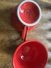 2 Amazing Vintage Mugs Anthropolgie Biscuit Red Floral Embossed Hot Cocoa 🔥 — photo 7