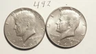 KENNEDY HALF DOLLAR,  40%  SILVER,  1967-P,  1968-D,----492