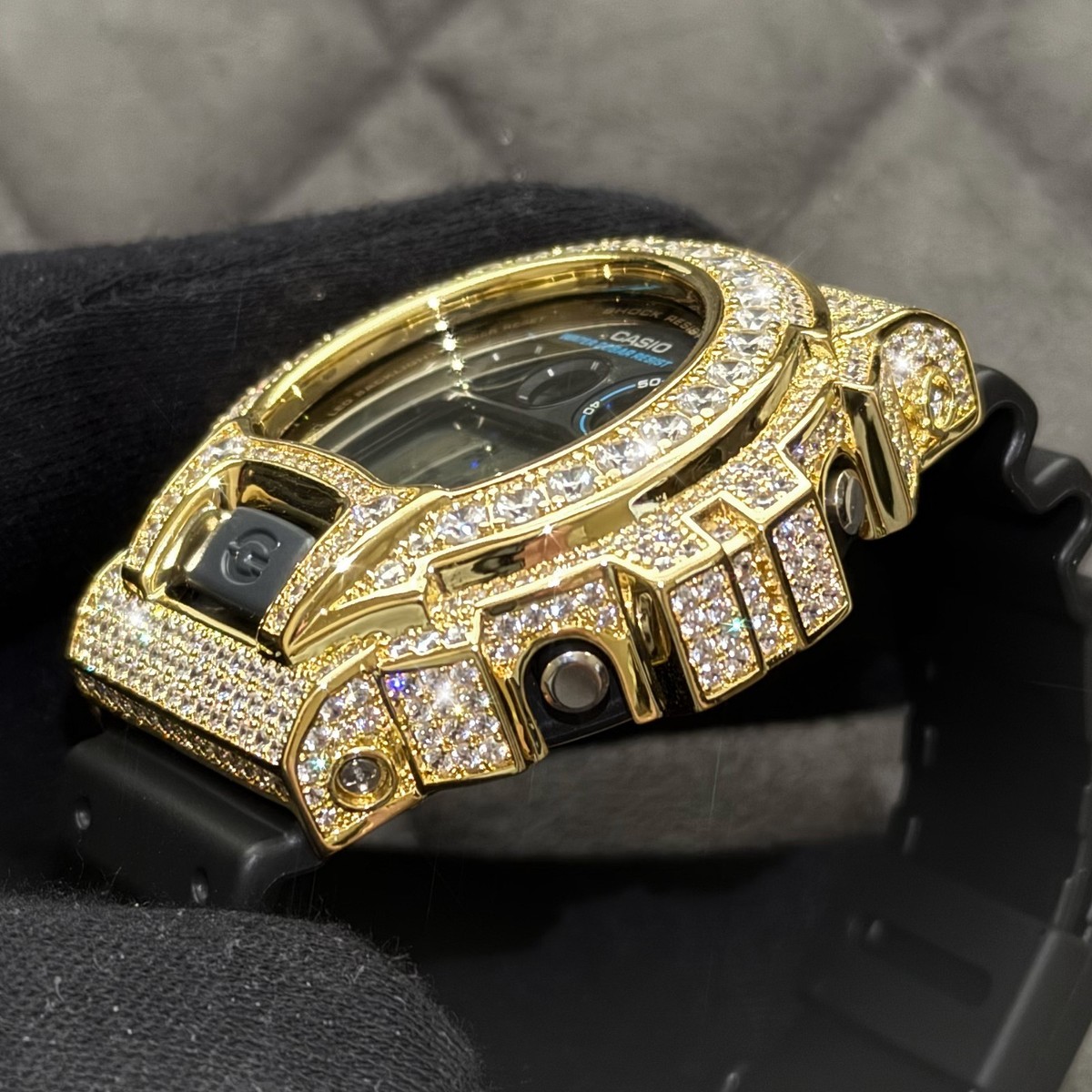 Authentic Gold 13.5 CTW Casio G-Shock DW6900 Iced Out Watch | eBay