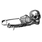 Metal Gothic Skull Steampunk Safety Pin Brooch - Silver Colour