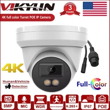 Vikylin Full Color 4K 8MP Outdoor IP67 IP POE Camera Human/Vehicle Detection MIC