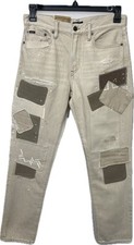 Polo Ralph Lauren Avery Boyfriend Women Patch Jeans Beige Paint Splatter 26R