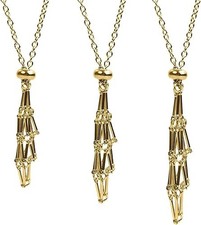 3PCS Crystal Holder Necklace Stainless Steel Cage for Stone Adjustable Natura...