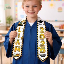 Custom Construction Graduation Stole, Class Of 2026 Sash, Kids Graduation Sash