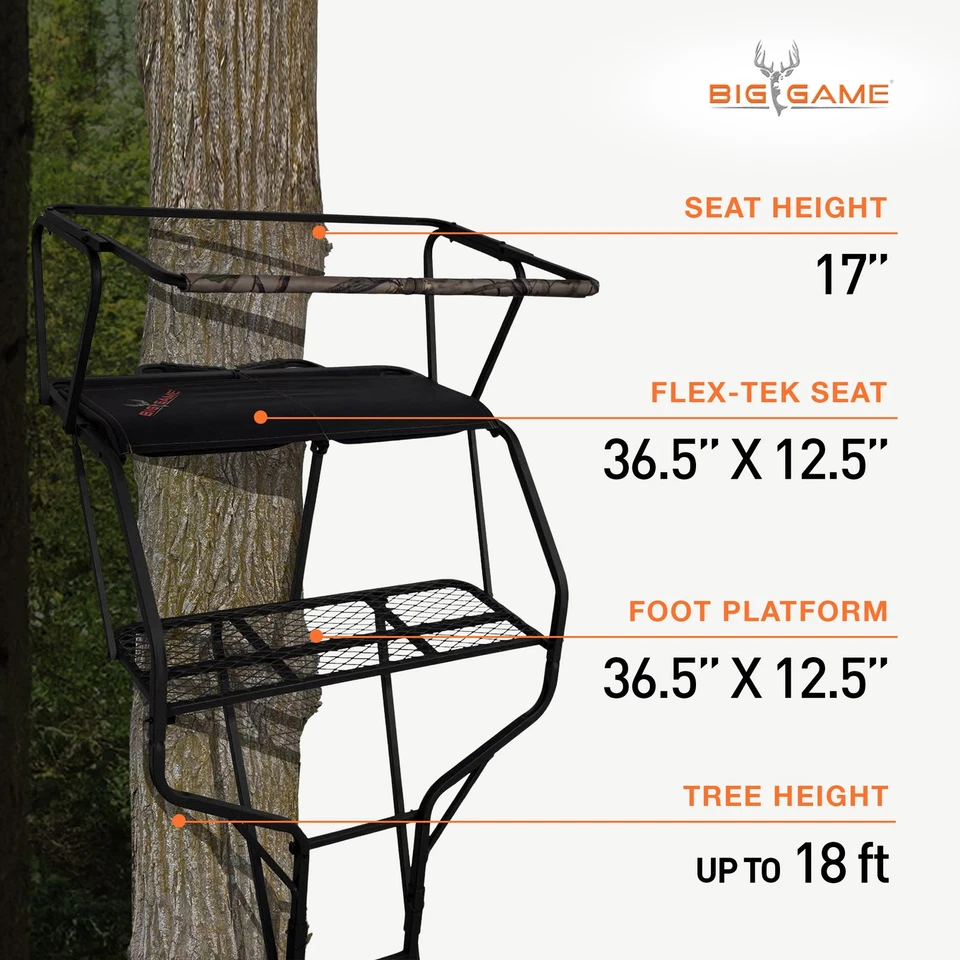 Big Game Guardian DXT Portable 2 Hunter Tree Ladder Stand, 18 Foot (Open Box) - Image 3 of 4