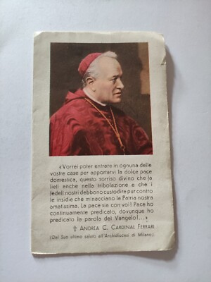 Kardinal Ferrari und Gebet zur Heiligen Dreifaltigkeit Santino Holy Card 