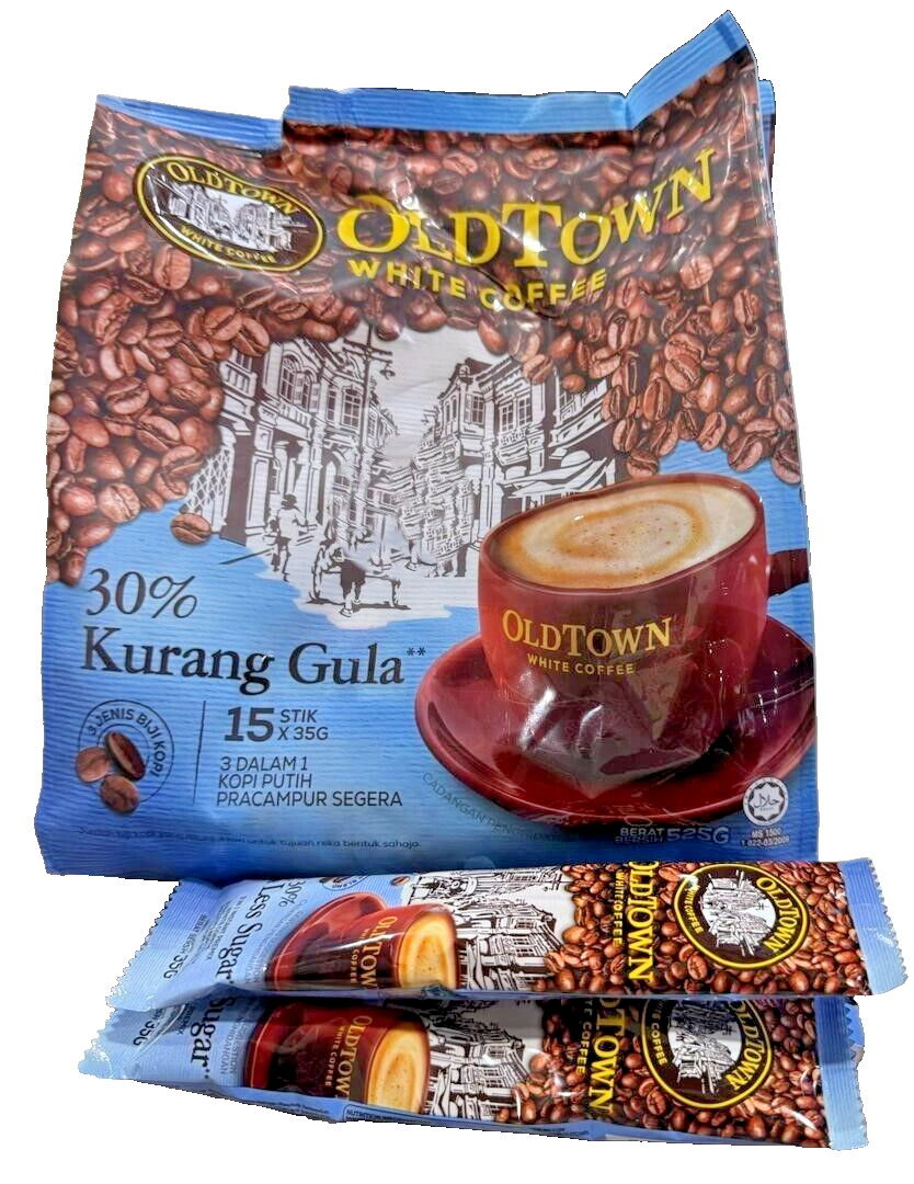 Old Town White Coffee 3 in 1 Instant 30% Less Sugar 15s X 35g - 2 Packs