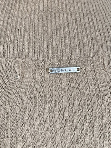 Replay Maxi Long Sleeve Knitted Ribbed Jumper Dress Beige Brown Wool Blend Large - Picture 7 of 13