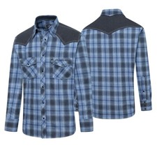 Country Hemd Hank Blue - Blaues Westernhemd  - Stars & Stripes Cowboyhemd