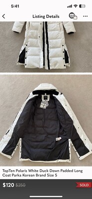 top ten Polaris White duck down padded long coat parka Korean