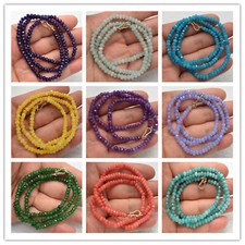 Genuine 2x4mm Faceted Multicolor Jade Gems Beads Necklace 18"