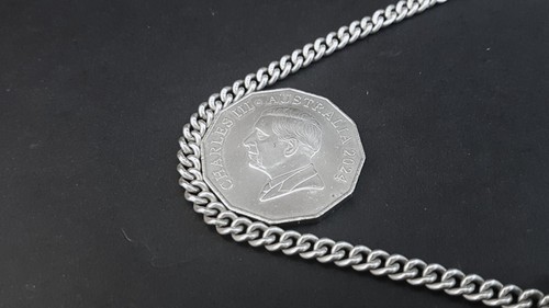 Australian 1900s Sterling Silver Curb Link Watch Chain/Necklace w T-Bar 22.7g - Picture 12 of 15