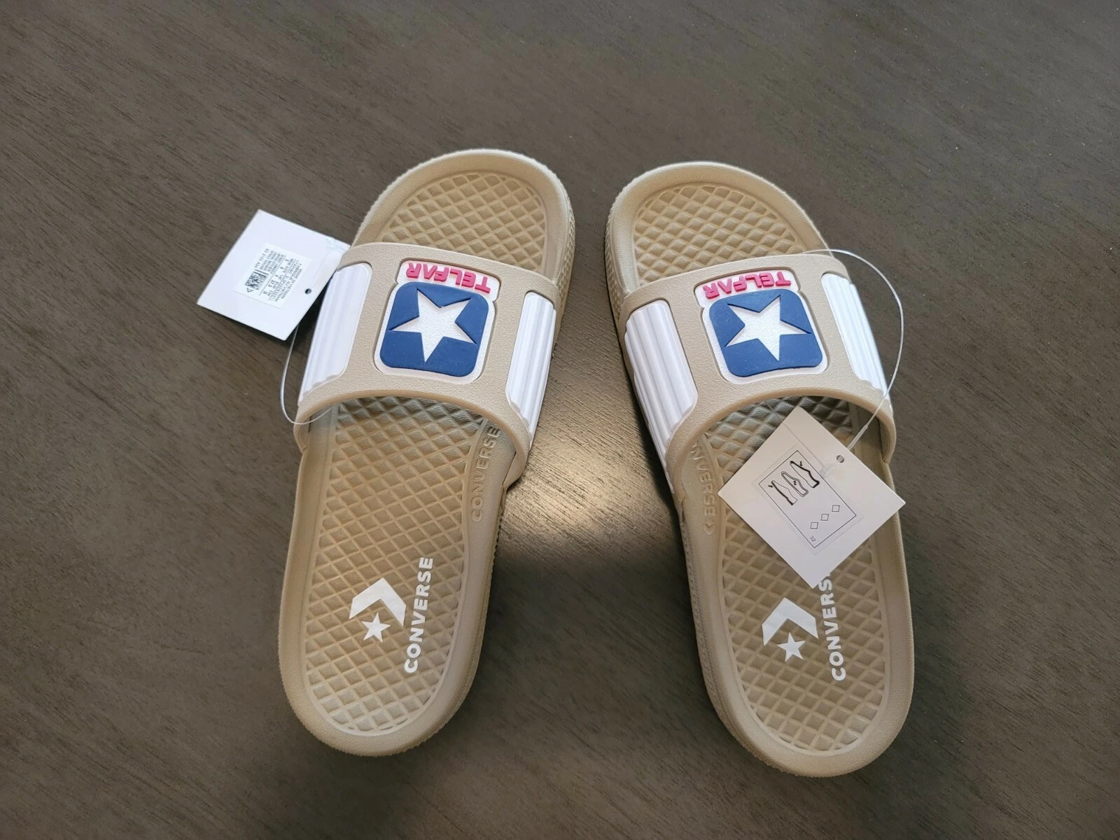 Converse X Telfar Slide nuove con etichette Nomad beige (US donna 6 US uomo 5) UK 4