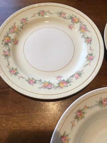 5 Homer Laughlin G3370 3-rimmed Soup Bowls 2-salad Plates VGC - Picture 5 of 10