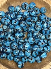 190 PCS LIGHT BLUE ROUND GLASS BEADS JEWELRY CRAFT MAKING LOOSE BEADS 15 MM