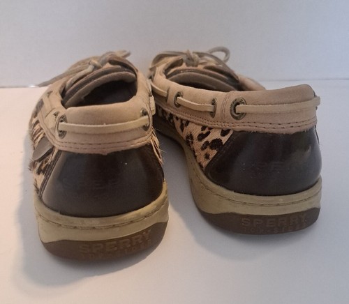 Women's Leopard Print Sperry Top Sliders - Leather Boat Shoes - Size 7M - Picture 4 of 8