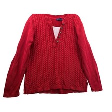 Vintage Karen Scott Womens Sweater Sz L Red Cable Knit Pullover Cottage Classic