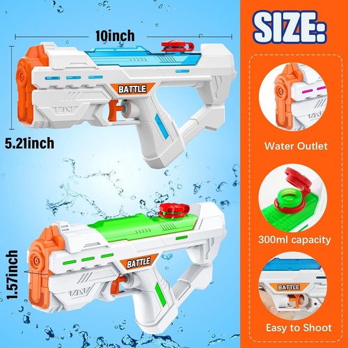 Water Guns For Kids Adults Squirt Gun 4 Pack Long Range Super Water Blaster Toy - Picture 5 of 9