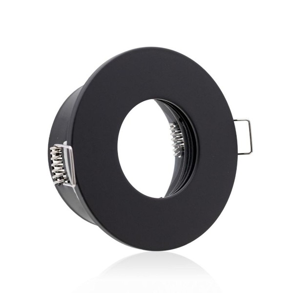 8Xeinbaustrahler IP65 Schwarz Rund Badezimmer Sauna Mit GU10 Fassung L 230 Volt-image