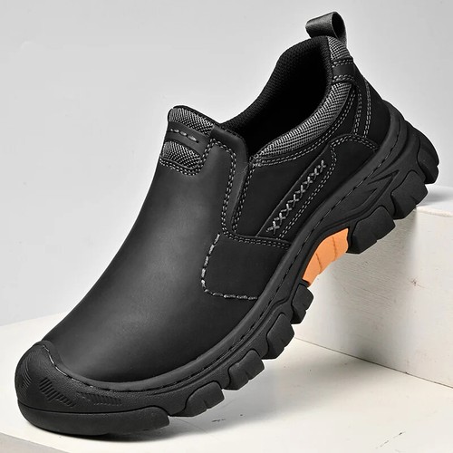 Herren Echtleder Rutschfest Atmungsaktiv Freizeit Outdoor Fahren Wandern Schuhe - Bild 5 von 25