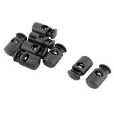 Outdoor Plastic Single Hole String Cord Lock Clamp Toggle Spring Stop Black 8pcs