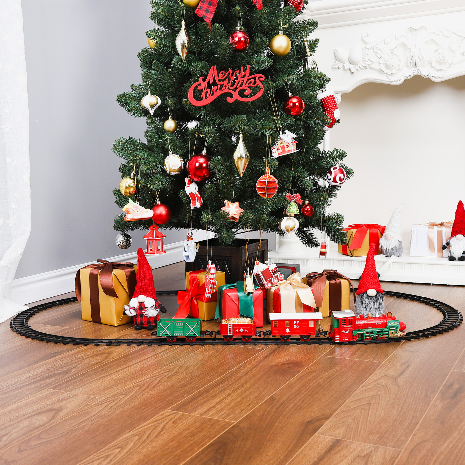 Christmas Train Under/Around Christmas Tree Electric Toy W/ LED Light