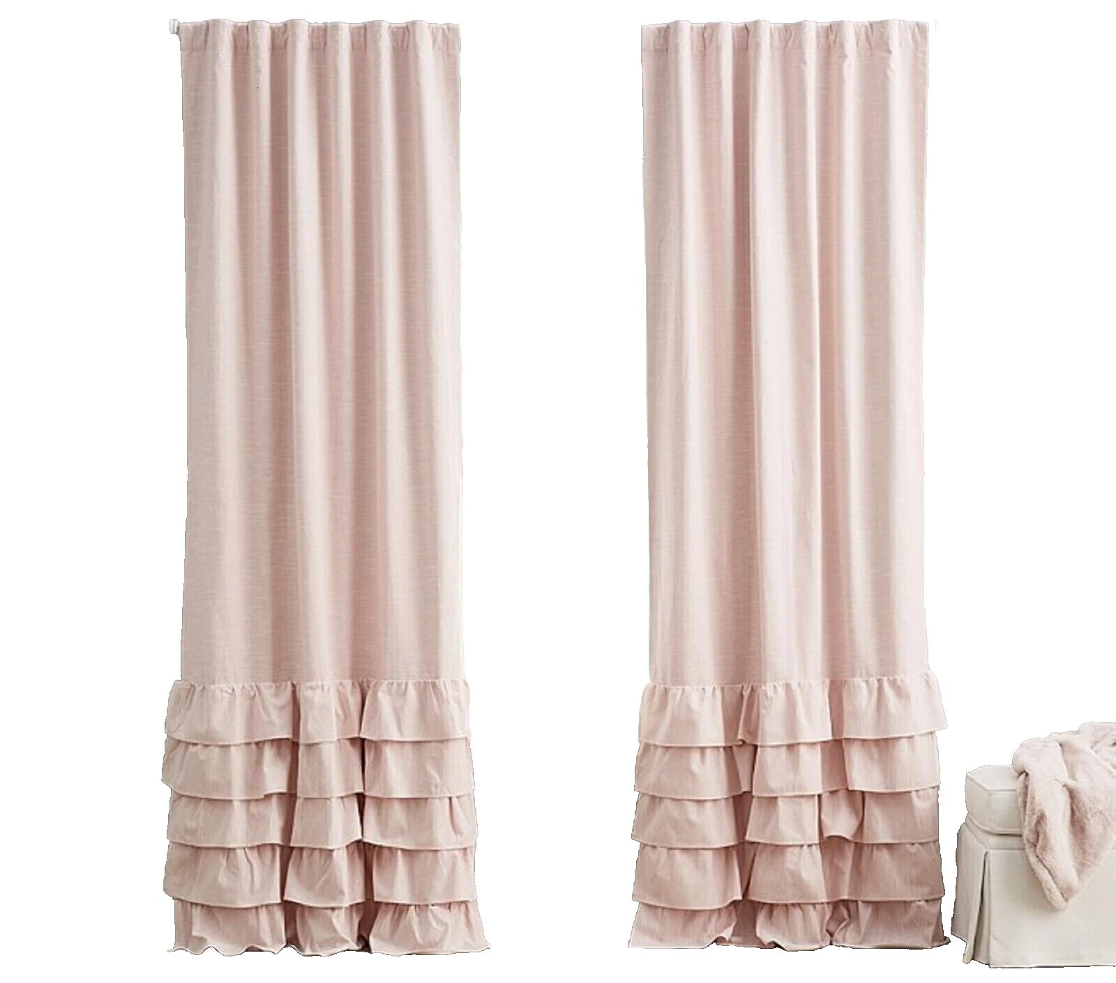 Cortinas de ventana con volantes de algodón