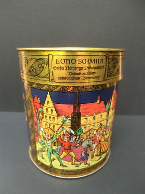 Lebkuchendose E. Otto Schmidt Nürnberg, historische Blechdose Sammlerdose