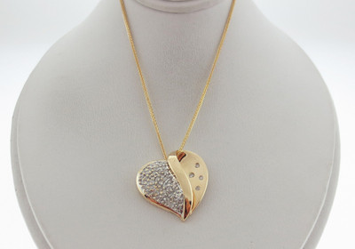 Echte Clustered Diamanten (1/2 kt) Anhänger massiv 14 K Gelbgold Halskette 20 Zoll
