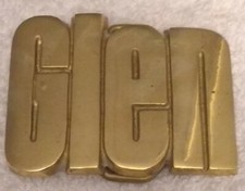 VINTAGE 1978 CUT-OUT NAME GLEN SOLID BRASS BELT BUCKLE